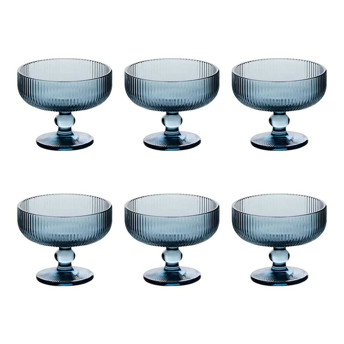 Lote de 6 copas para helado "Ema" Vaso, 340 ml, Azul Azul