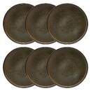 Lote de 6 platos llanos "Tierra Desconocida" Loza, D.26,7 cm, Marrón Marrón