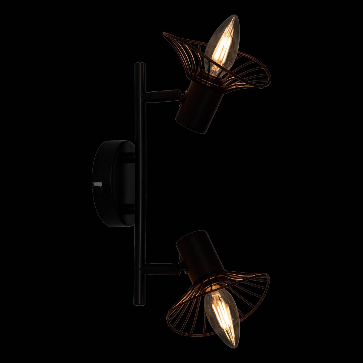 Aplique de pared/techo "Adelia" Negro, 28x12,5 cm Ámbar