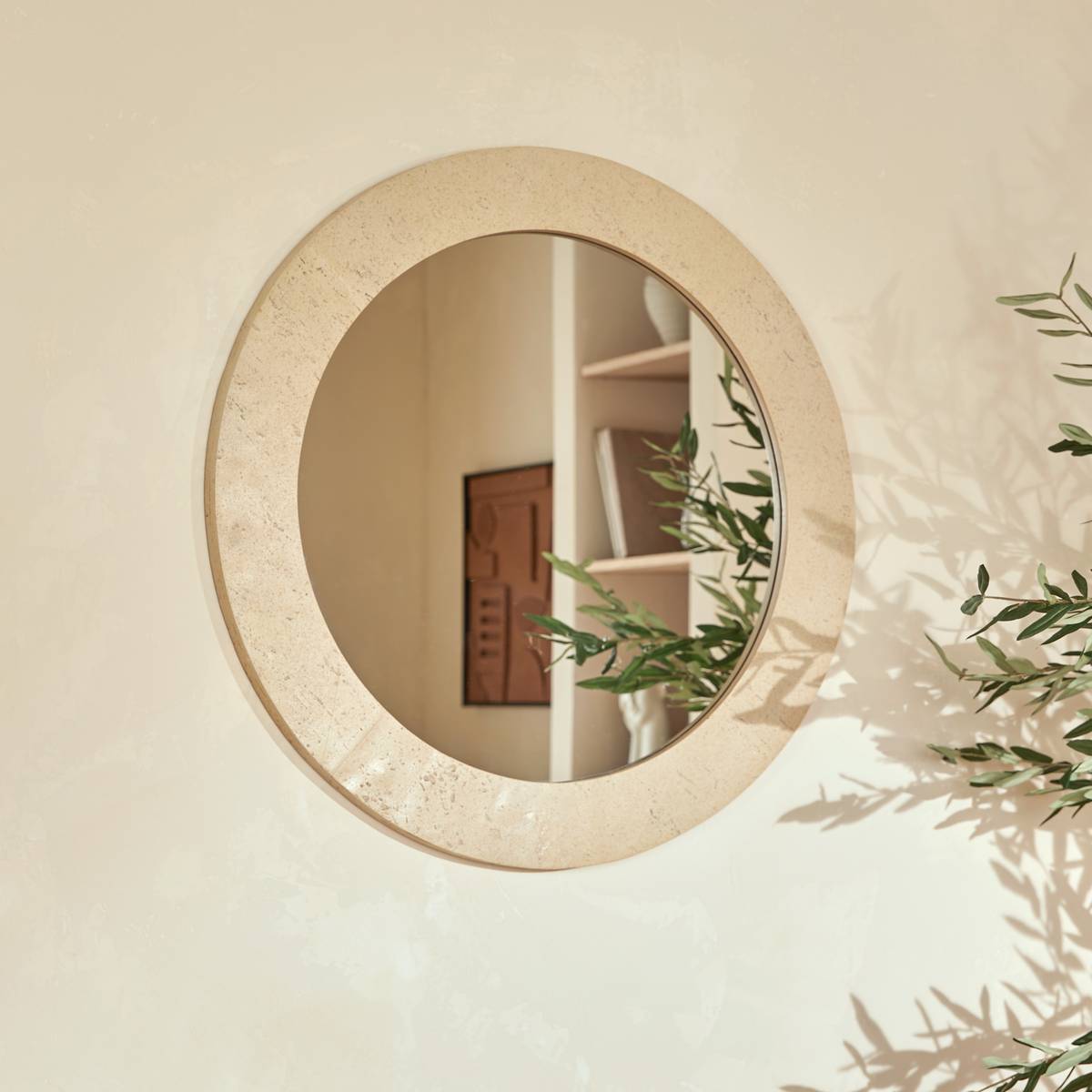 Espejo de pared "Anaya" Beige, D.78 cm Beige