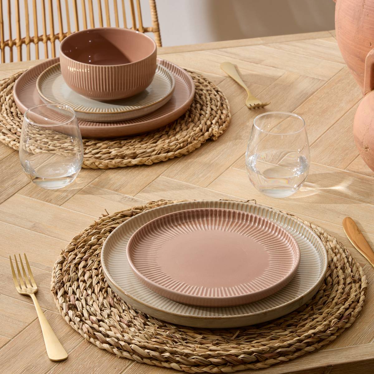 Lote de 6 platos de postre "Chloe" Gres (cerámica), D.20,5 cm, Moccha Moka