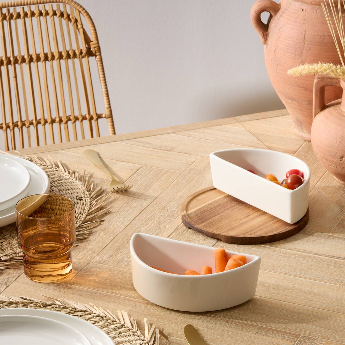 Set de aperitivo  "Elegance" Gres (cer&aacute;mica), 3 piezas, Blanco Blanco