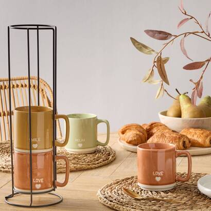 Lote de 4 tazas "relax" new bone china (porcelana), 340 ml