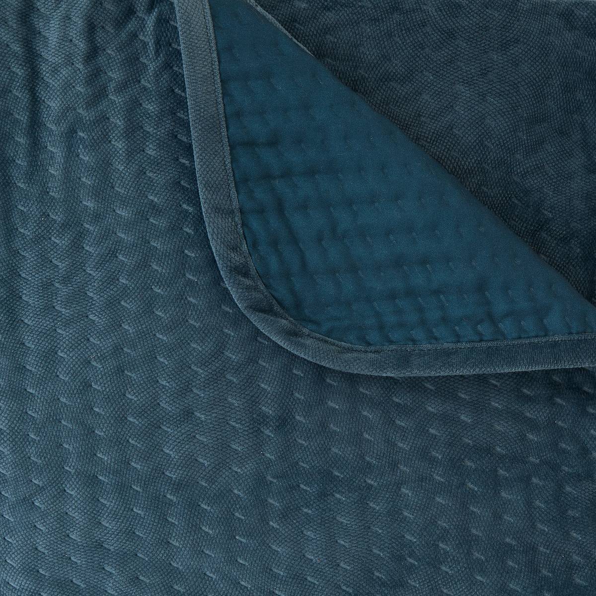 Cubrecama y 2 fundas de almohada "Lilou" Azul Egeo, 260x240 cm Azul
