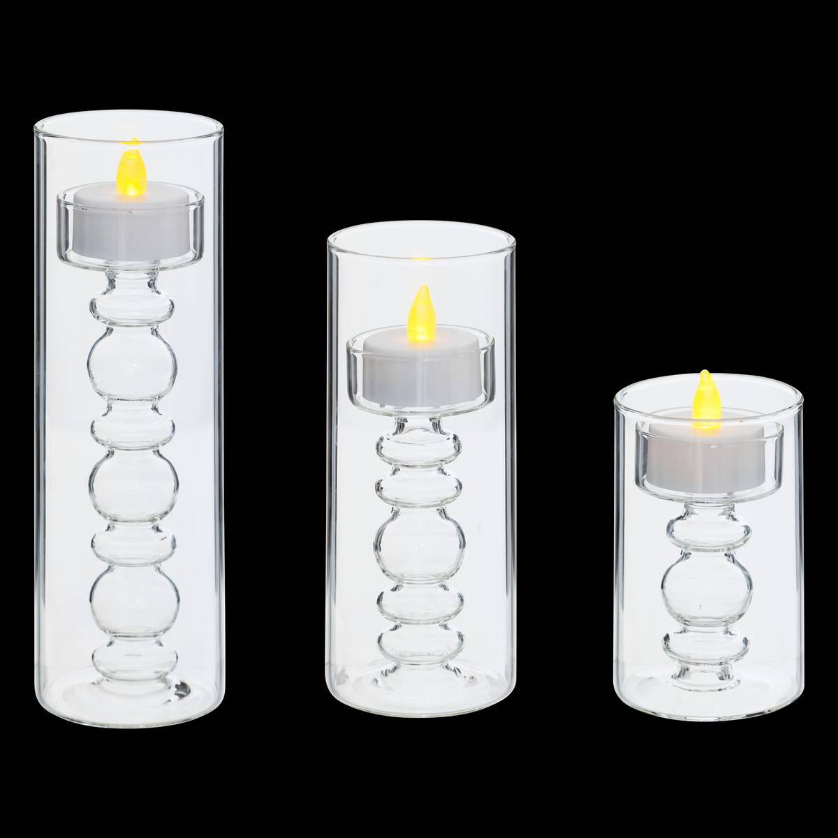 3 velas LED "Lena" Transparente, 6x6 cm Transparente