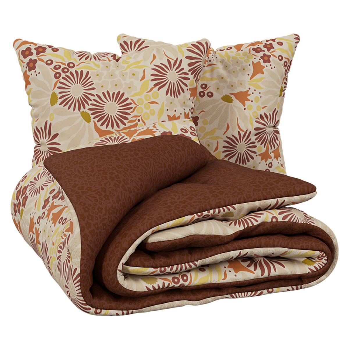 Juego de cama estampado "Daisie" Marrón, 240x220 cm Marrón