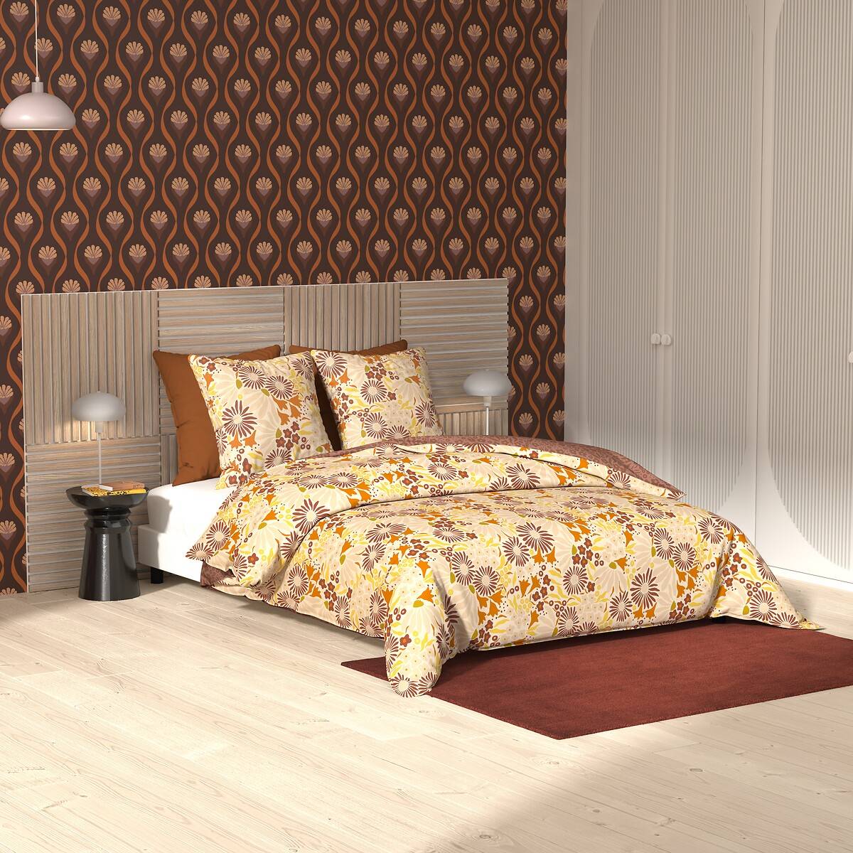 Juego de cama estampado "Daisie" Marrón, 240x220 cm Marrón