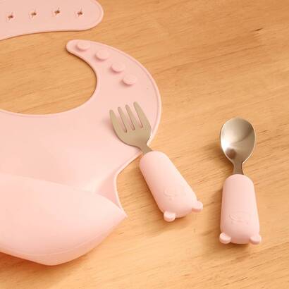 Juego de cubiertos para ni&ntilde;os "yum" 2 piezas, rosa