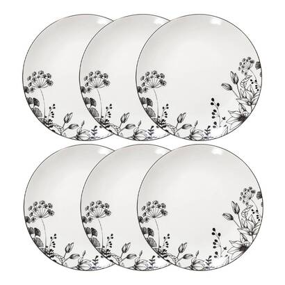 Lot de 6 assiettes &agrave; dessert white floral vaisselle assiettes &agrave; dessert