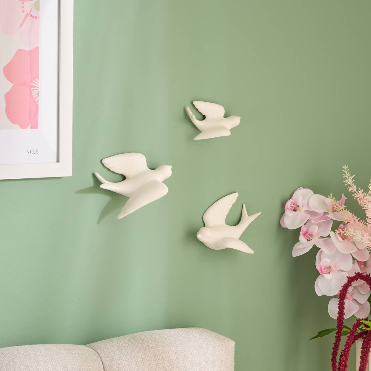 Lot de 3 d&eacute;corations murales Fleur de rose D&eacute;coration murale Art mural