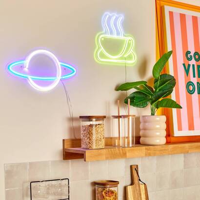 N&eacute;on led cafe objets d&eacute;co guirlandes, bo&icirc;tes lumineuses