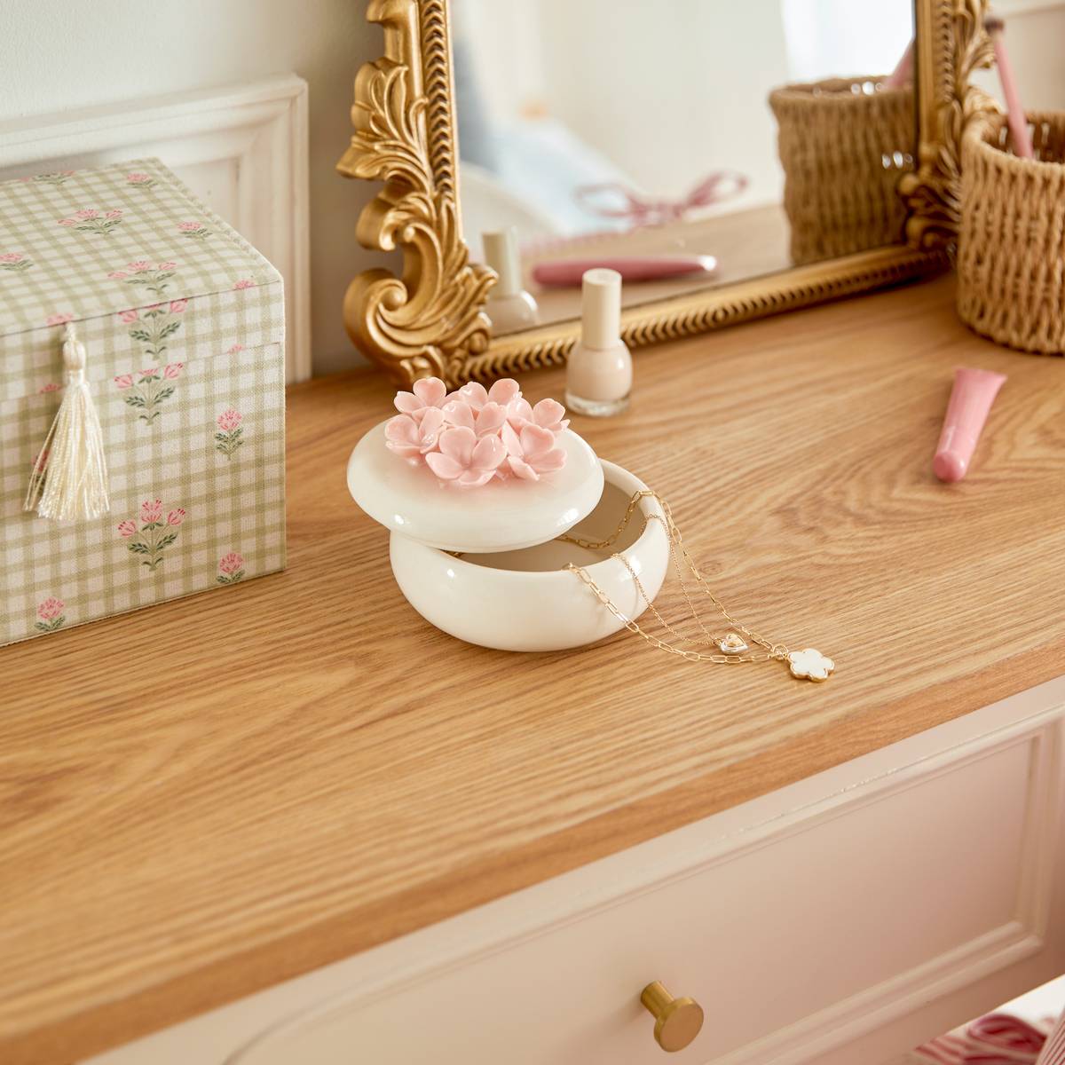 Boîte déco Fleur de rose Rangements déco Boites de rangement