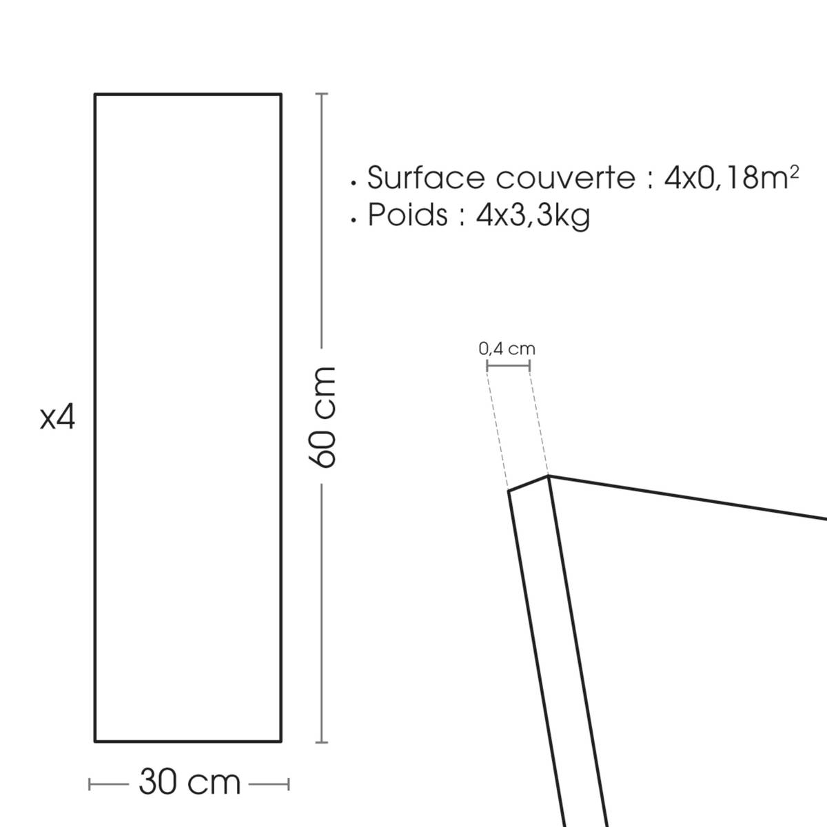 Lot de 4 panneaux décoratifs muraux Bano Produits Panneaux muraux