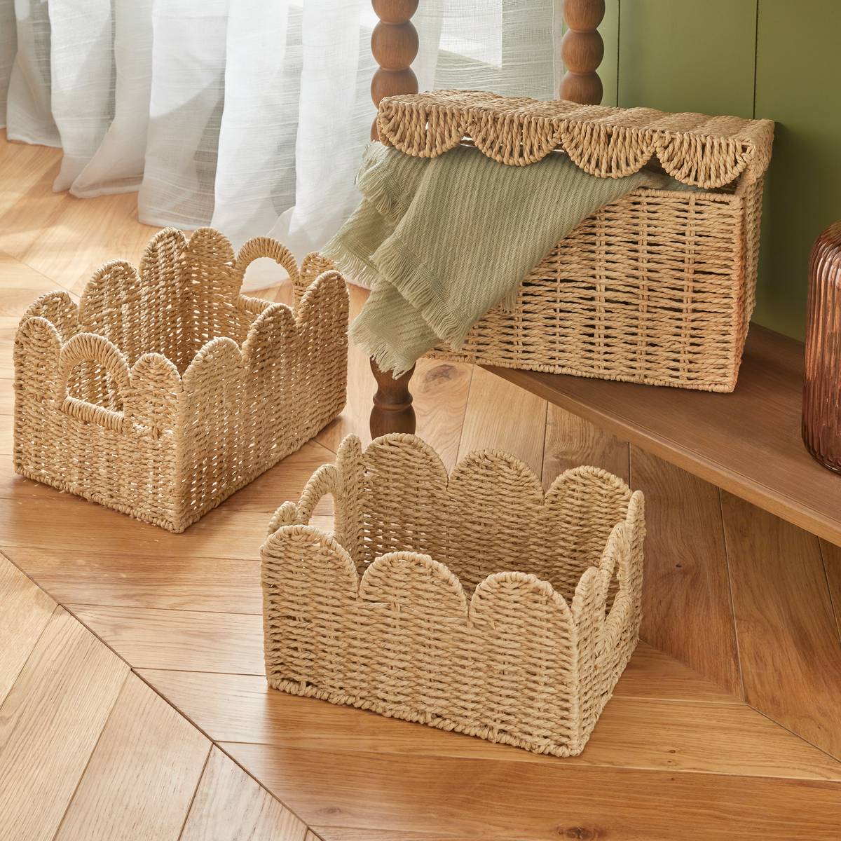 Lot de 3 cagettes rectangulaires Cyrielle Rangements déco Boites de rangement