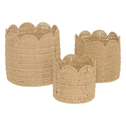 Lot de 3 paniers ronds Cyrielle Rangements d&eacute;co Paniers de rangement