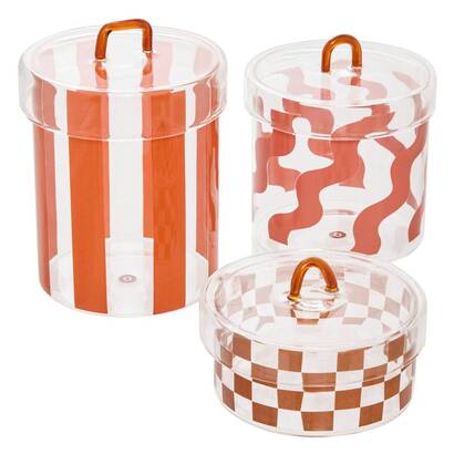 Lot de 3 bo&icirc;tes d&eacute;co rondes homy rangements d&eacute;co boites de rangement
