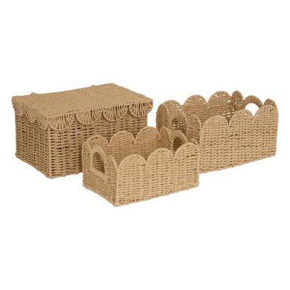 Lot de 3 cagettes rectangulaires Cyrielle Rangements d&eacute;co Boites de rangement