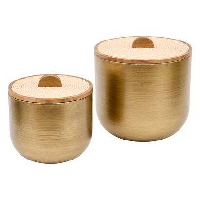 Lot de 2 bo&icirc;tes d&eacute;co rondes erica rangements d&eacute;co boites de rangement