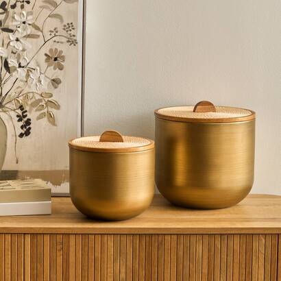 Lot de 2 bo&icirc;tes d&eacute;co rondes erica rangements d&eacute;co boites de rangement