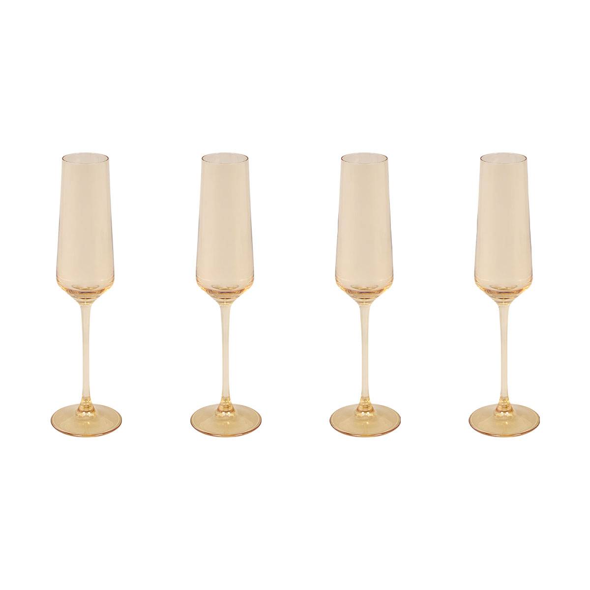 Lot de 4 fl&ucirc;tes &agrave; champagne Ambre Verres, carafes Fl&ucirc;tes