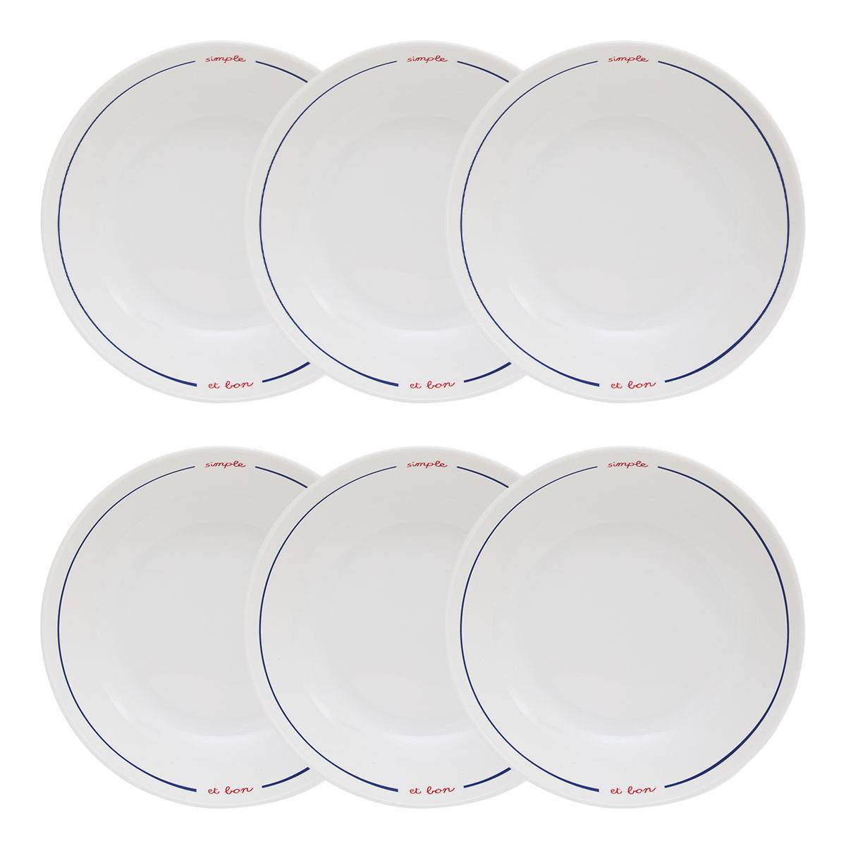 Lot de 6 assiettes creuses Petit dej à la française Vaisselle Assiettes creuses