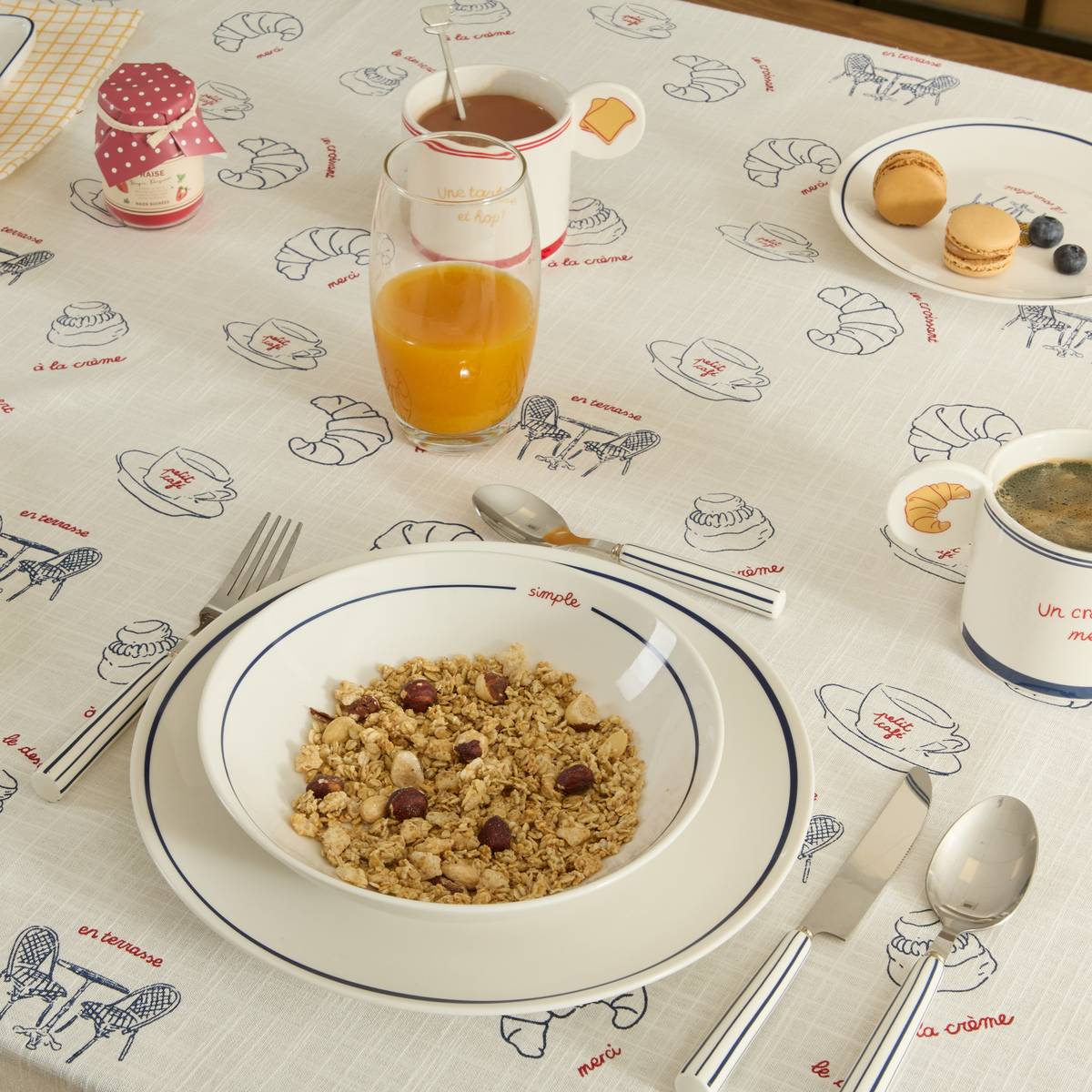 Lot de 6 assiettes creuses Petit dej à la française Vaisselle Assiettes creuses