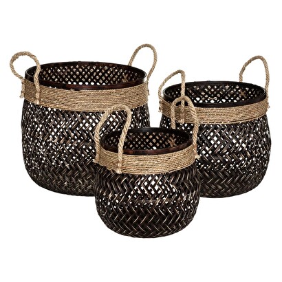 Set de 3 paniers Corde Rangements d&eacute;co Paniers de rangement