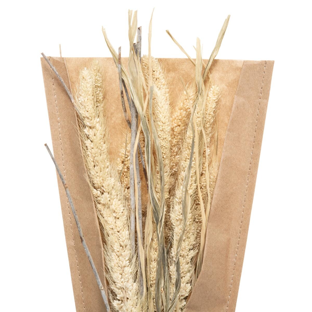 Couronne De Fleurs Séchées Murale Atmosphera - Diamètre 32cm Hauteur 34cm - Décoration Intérieure Beige