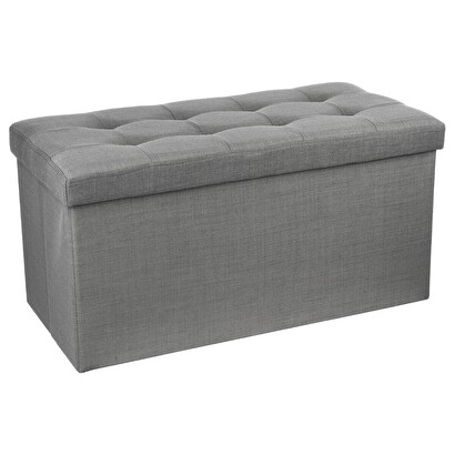 POUF COFFRE DE RANGEMENT PLIABLE DOUBLE -76X38X38CM-BEIGE POUF COFFRE DE RANGEMENT PLIABLE DOUBLE -76X38X38CM-BEIGE