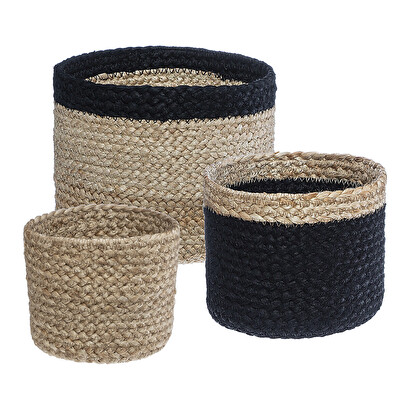 Set de 3 paniers, jute Rangements d&eacute;co Paniers de rangement