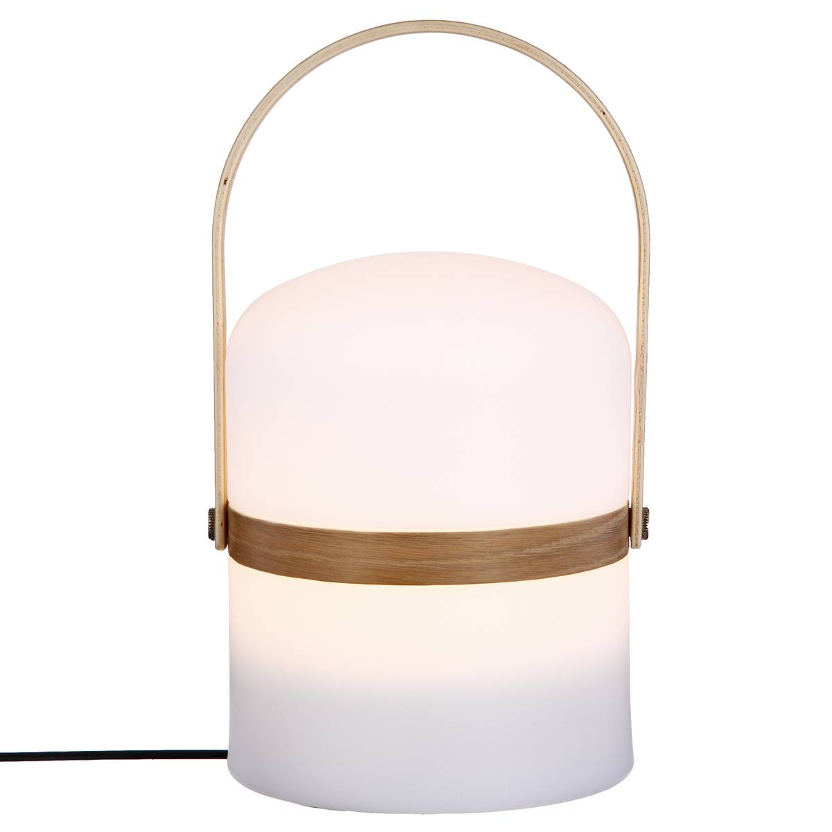 Lampe d'extérieur KIARA rechargeable USB avec anse en bois Blanc Lampes sans fil Lampes LED