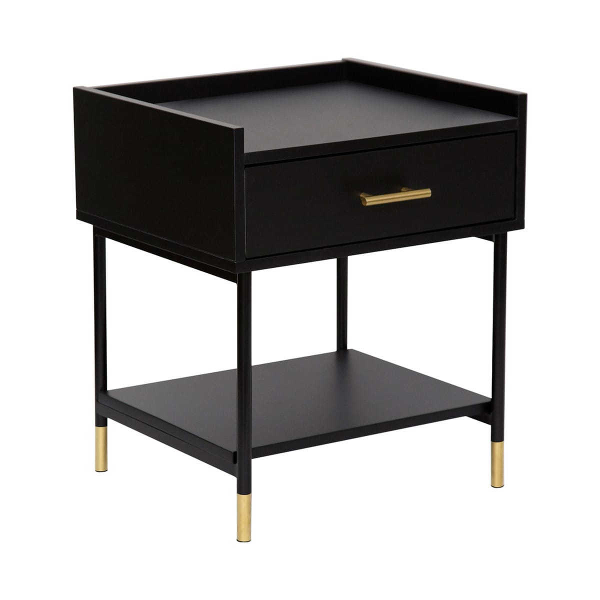 Table de chevet Tedy, 1 tiroir, bois et métal, noir - Atmosphera, créateur d'intérieur
