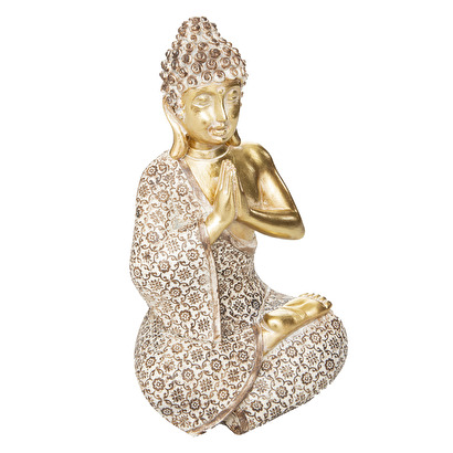 Statuette Bouddha Atmosphera Assis - Effet Blanchi | 39cm Hauteur | Oxyde De Magnésium | 2.1kg | Déco Zen