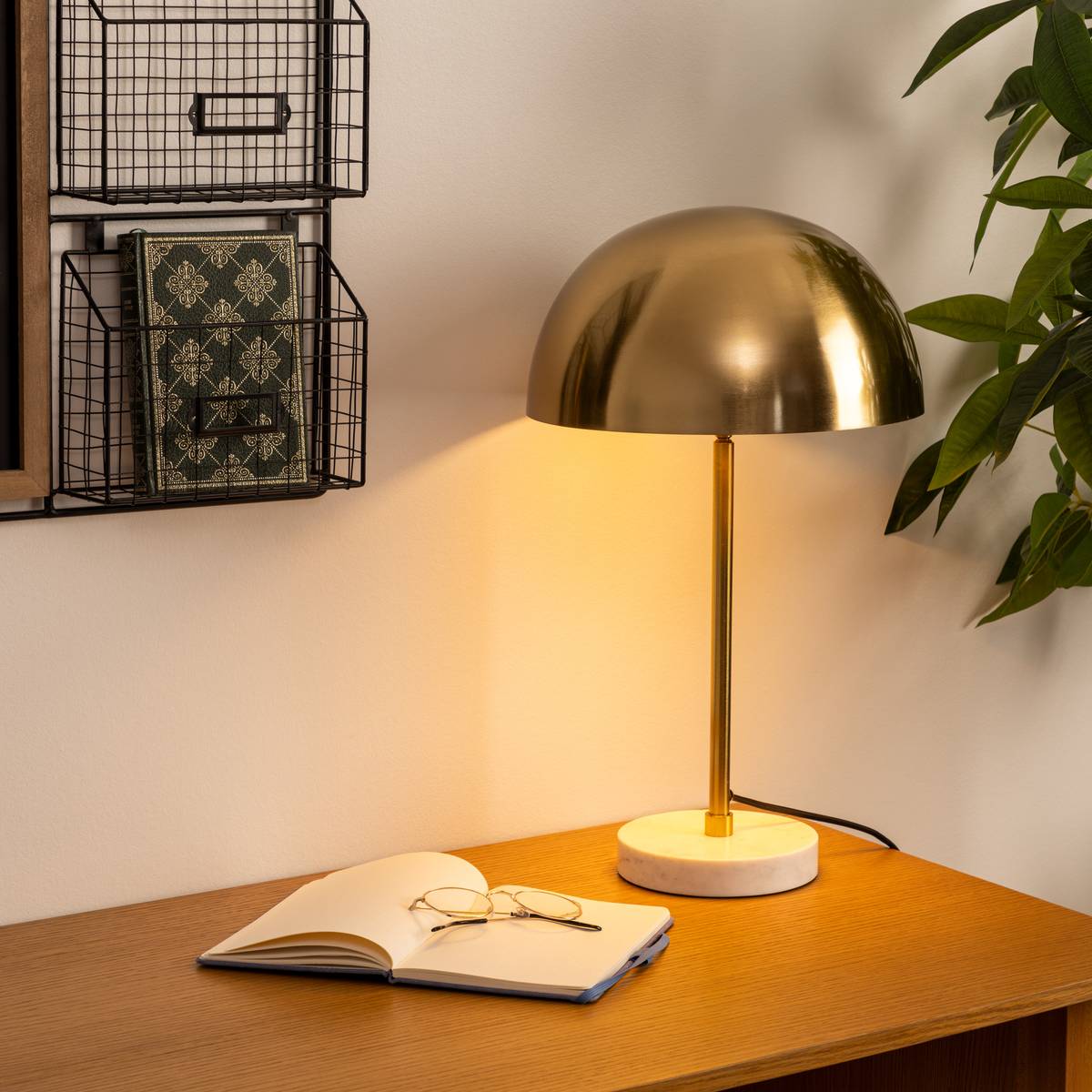 Atmosphera Tischleuchte Lilio – Goldfarben Mit Marmorsockel, Höhe 46 Cm – Elegante Deko-Lampe Für Wohnzimmer & Schlafzimmer