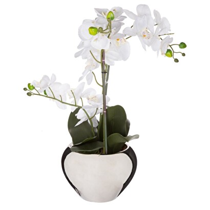 Orchidée Artificielle En Pot Céramique Noir - Hauteur 53 Cm - Décoration Intérieure Réaliste Sans Entretien