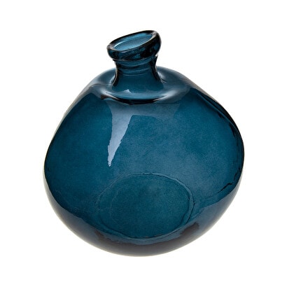 Vase Dame Jeanne, verre recyclé, bleu orage D33 cm - Atmosphera, créateur d'intérieur