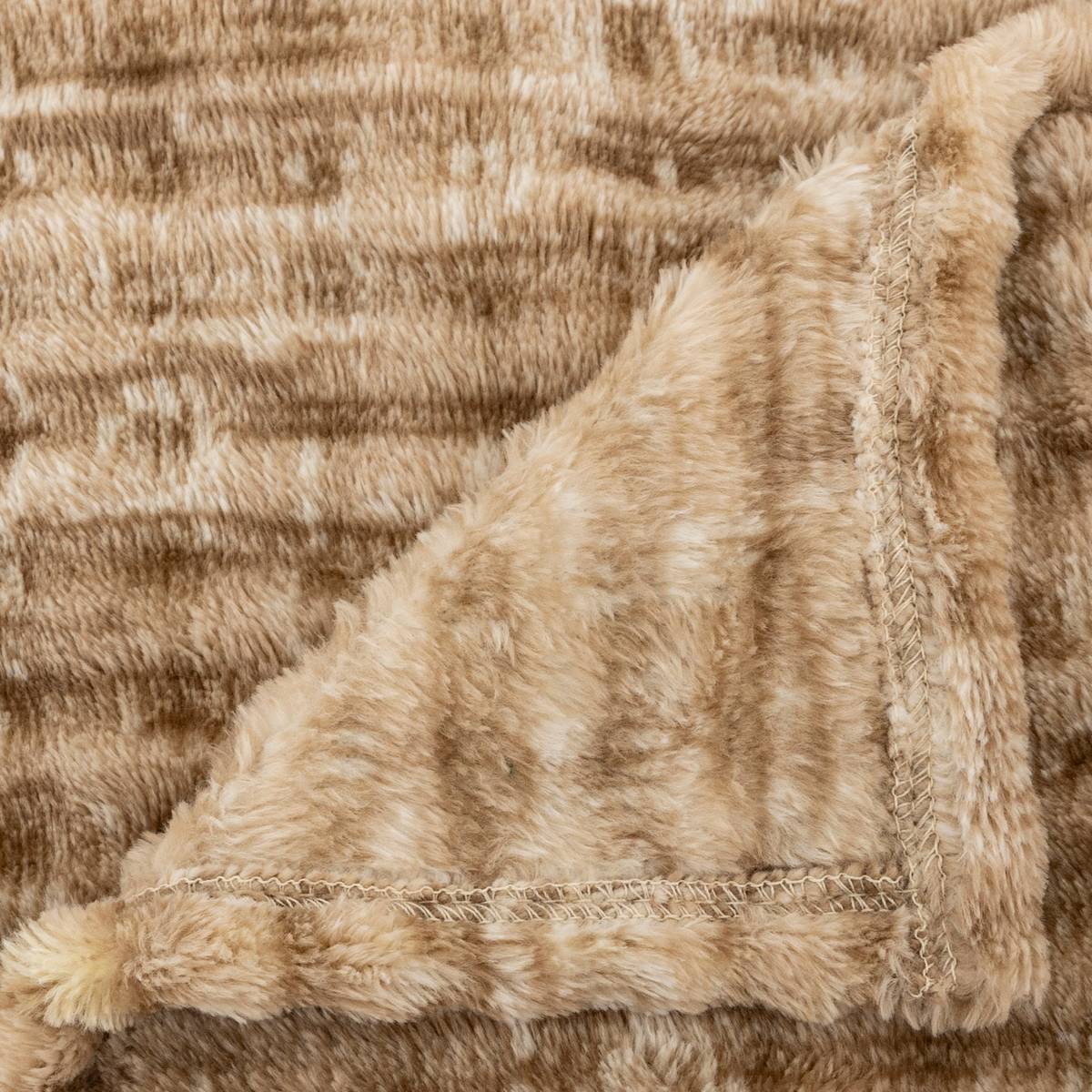 Plaid Flanelle Mattias 130x170cm - Doux, Chaud, Polyester, Couleur Beige