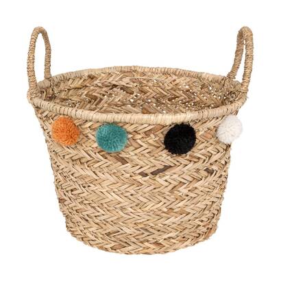 Panier enfant pompons livi rangements d&eacute;co paniers de rangement