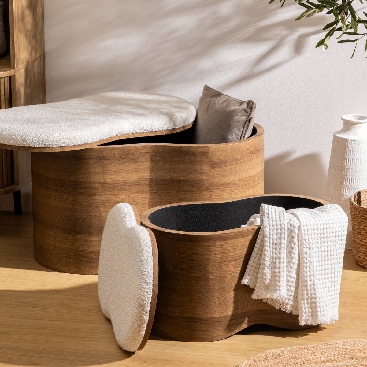 2 bancs coffres Loe Rangements déco Malles
