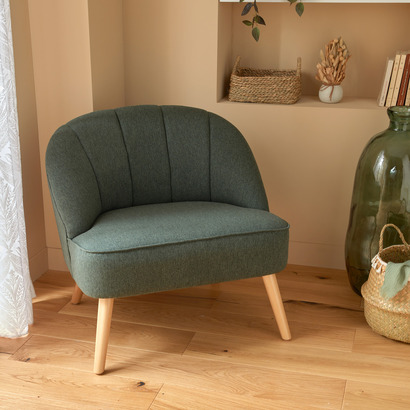 Fauteuil à Dîner Marlo Atmosphera - Hêtre Vert Cèdre, Tissu OEKO-TEX