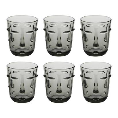 Lot de 6 gobelets bas  visage verres, carafes verres &agrave; eau