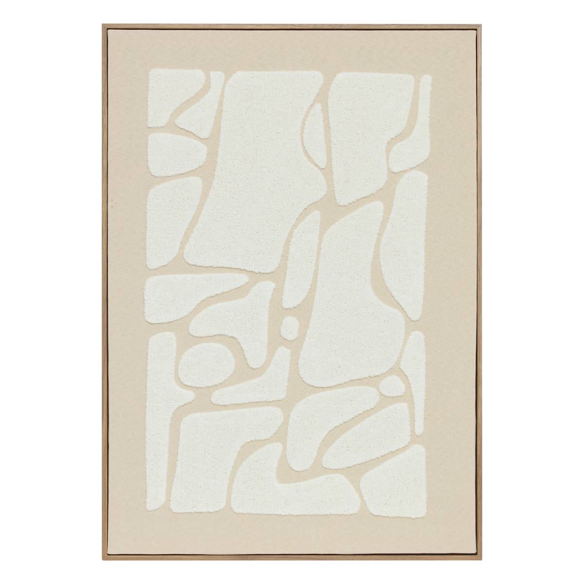 Toile 3D Ziad Atmosphera - Dimensions 50 X 70 Cm, Couleur Beige - Motifs Abstraits En Relief - Cadre En Bois FSC - Peut S'accrocher Verticalement Ou Horizontalement