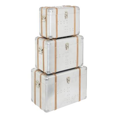 Lot de 3 malles sky rangements d&eacute;co malles