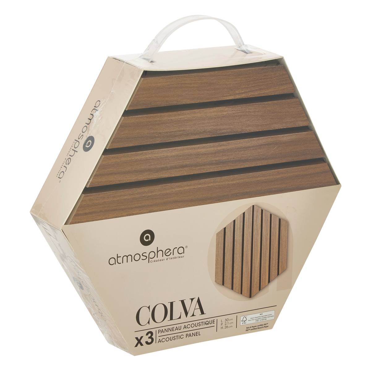 Lot de 3 panneaux d&eacute;coratifs tasseaux bois Colva Produits Panneaux muraux