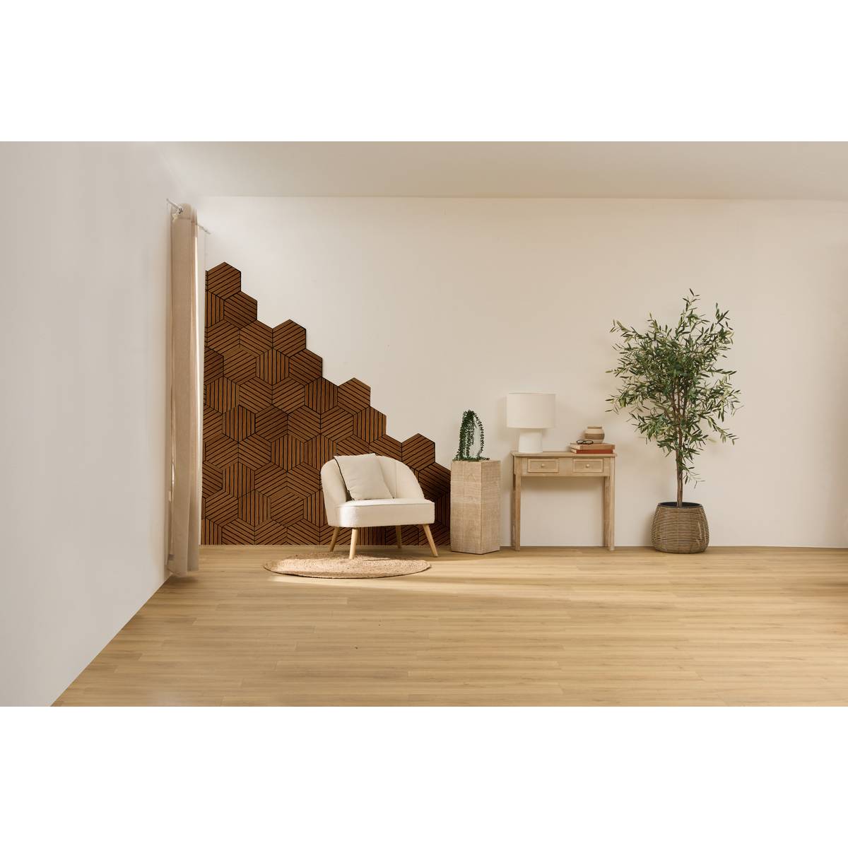 Lot de 3 panneaux d&eacute;coratifs tasseaux bois Colva Produits Panneaux muraux