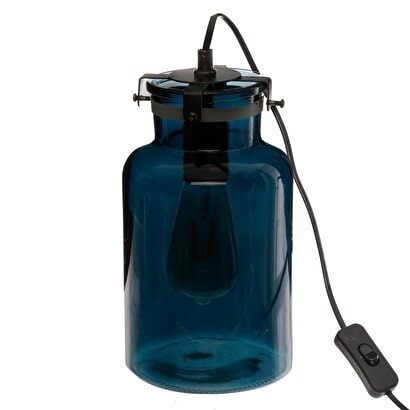Lampe "Edo" bleue, verre teinté H29 cm 2020_DLU_Vintage Loft