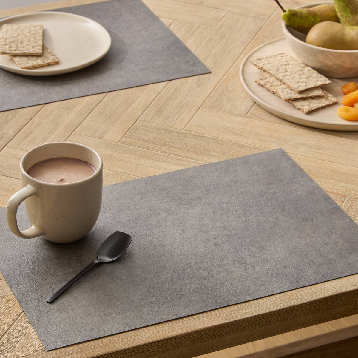 Set di 6 tovagliette "Authentic" PVC - Cloruro di polivinile, 45x30 cm, Grigio Grigio chiaro