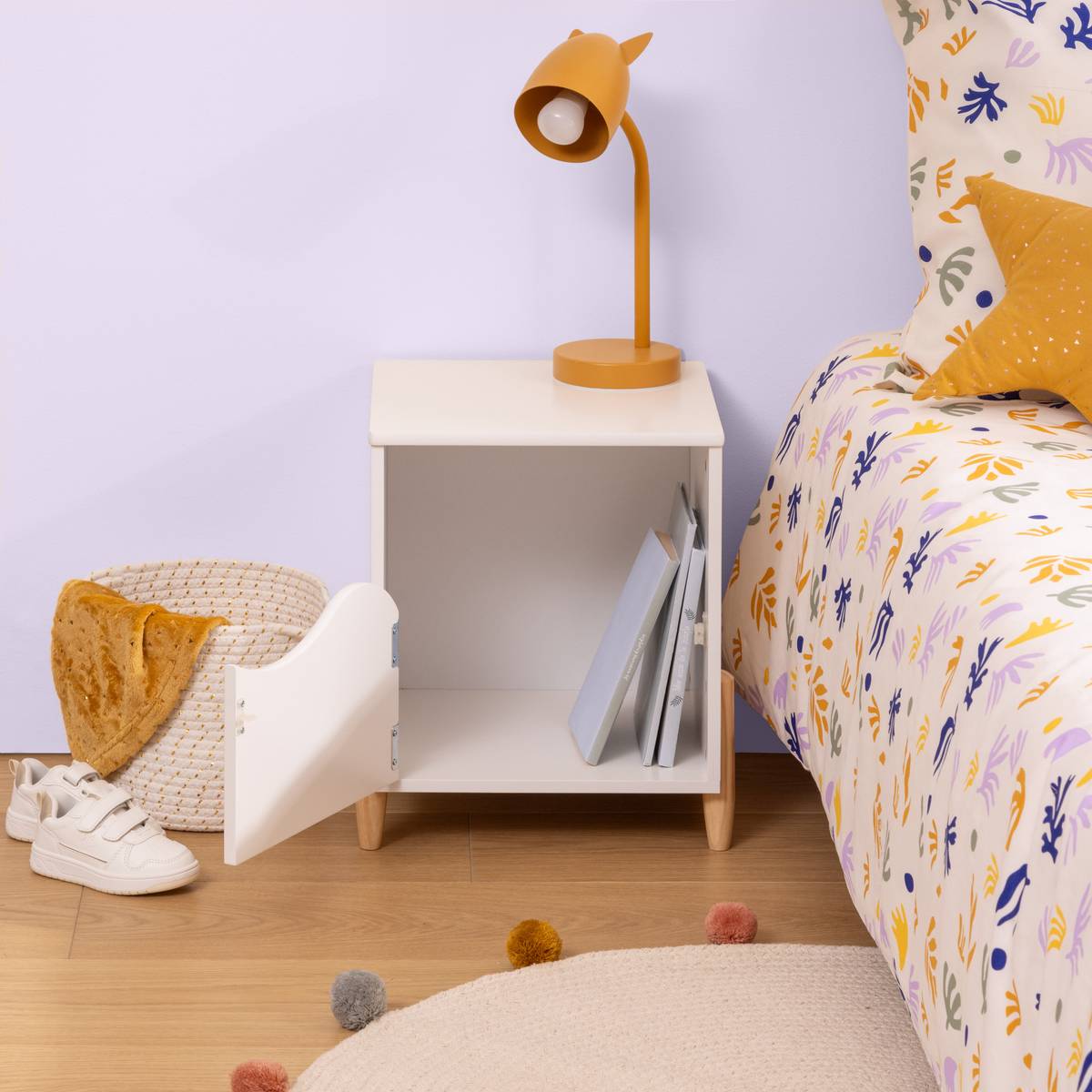 Comodino per bambini "Dolcezza" Bianco, 35,5x40 cm Bianco