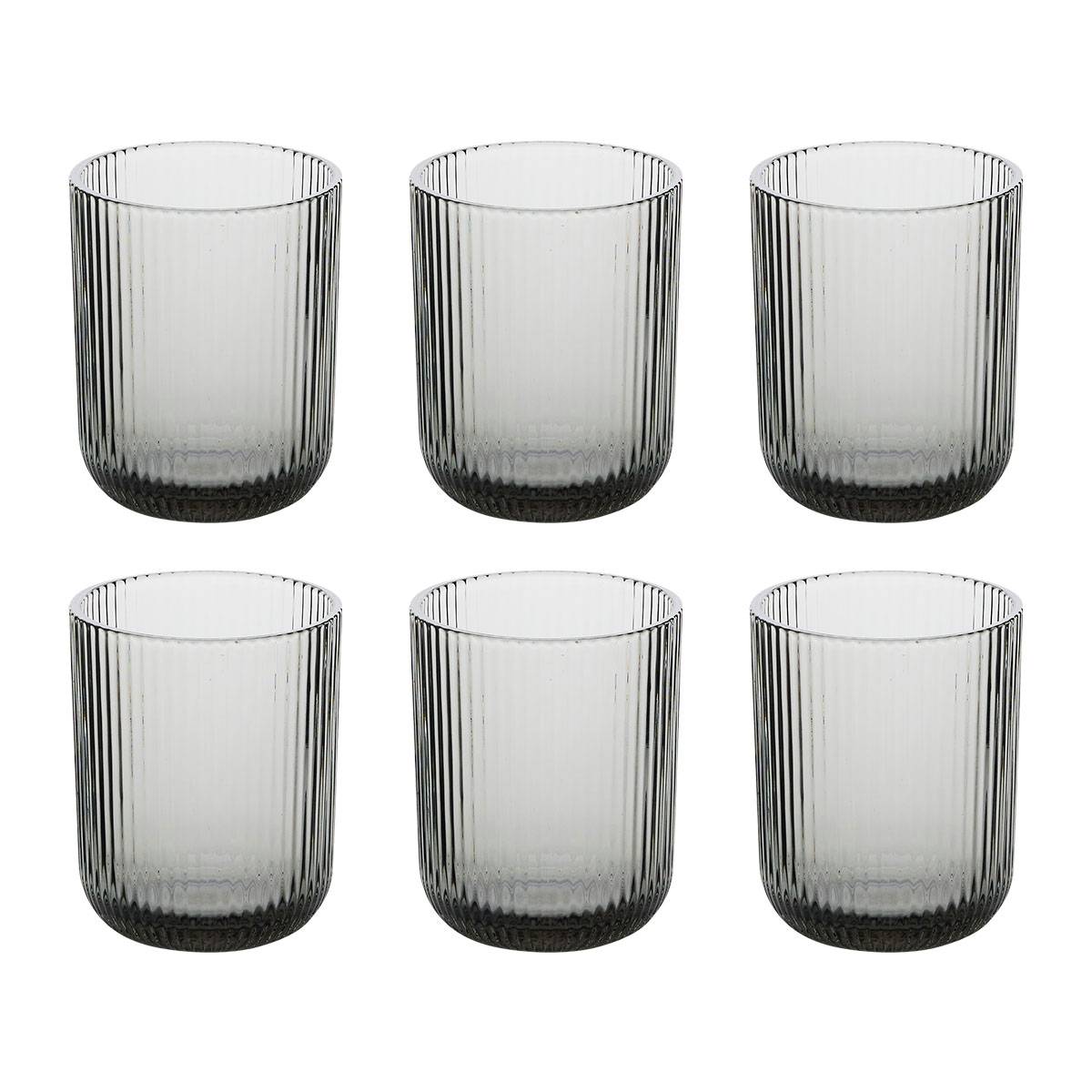 Set di 6 bicchieri bassi "Ema" Vetro, Grigio Grigio