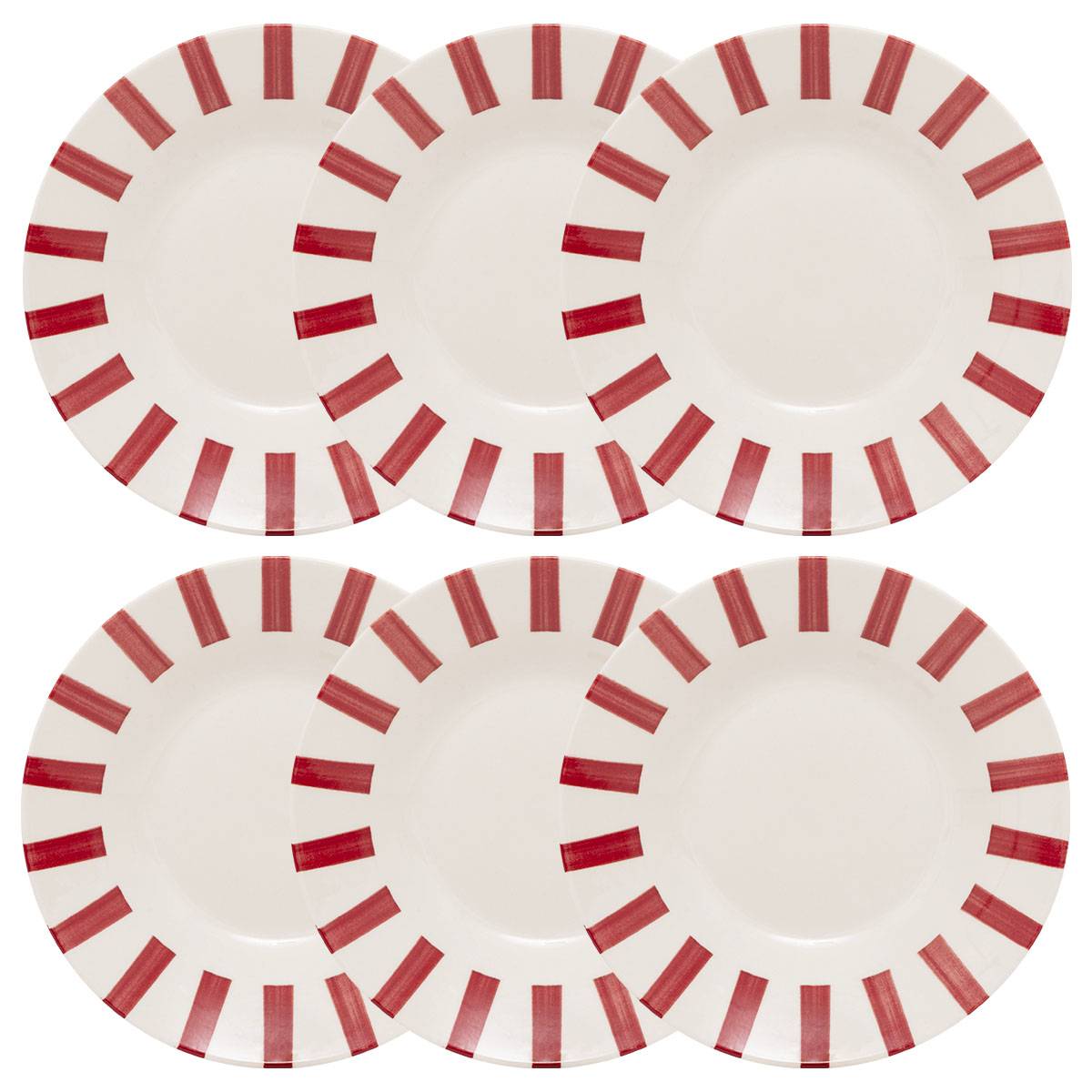 Set di 6 piatti fondi "Cheri" Porcellana, D.20,2 cm, Rosso Rosso